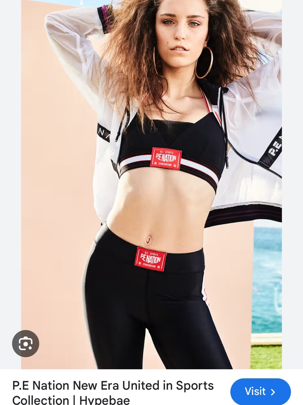 P.E Nation Black Sports Bra with Red Logo Trim